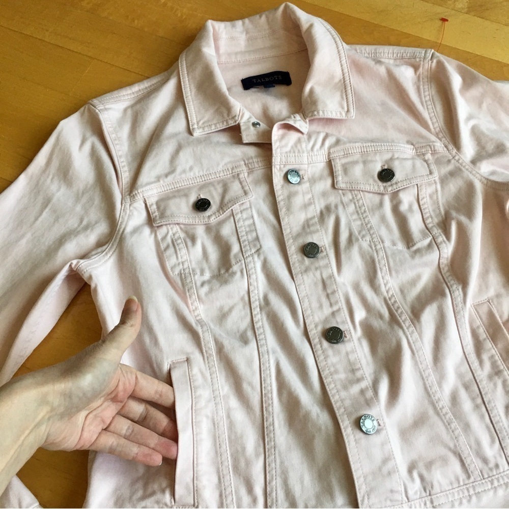 Talbots Jean Jacket, Cotton, Lightweight, Pastel Pink, Size L - Picture 6 of 17